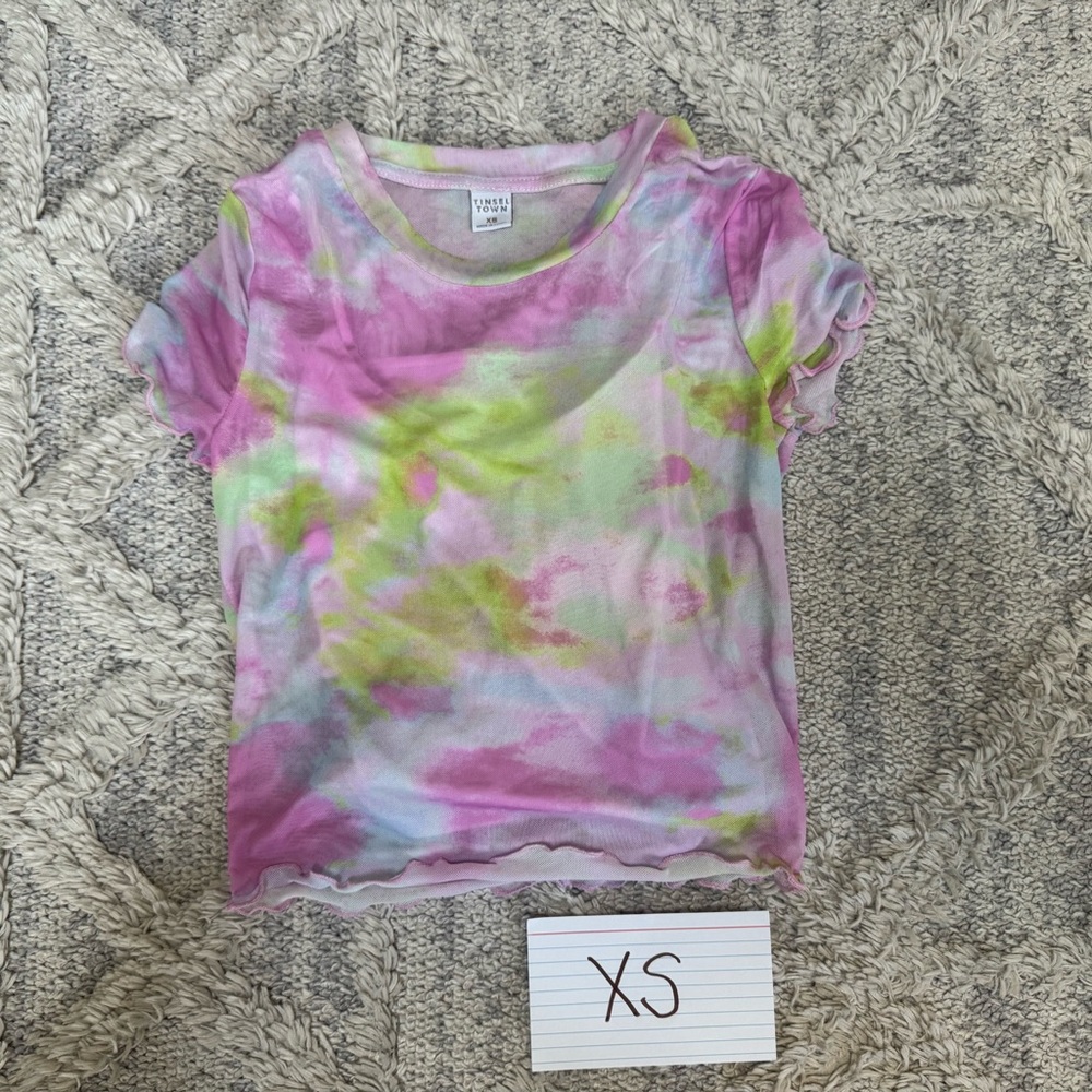 Pink and Green Tie-Die Mesh Shirt